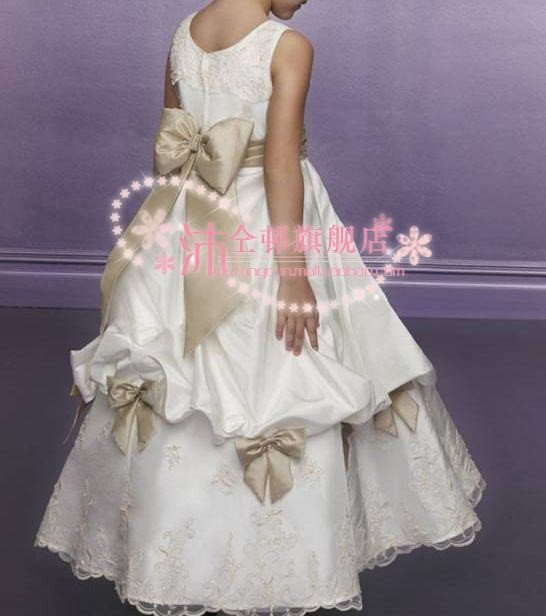 ,  hot selling! white Lovely spaghetti  floor lenght wedding girl dress  kid perform wear  -y-019