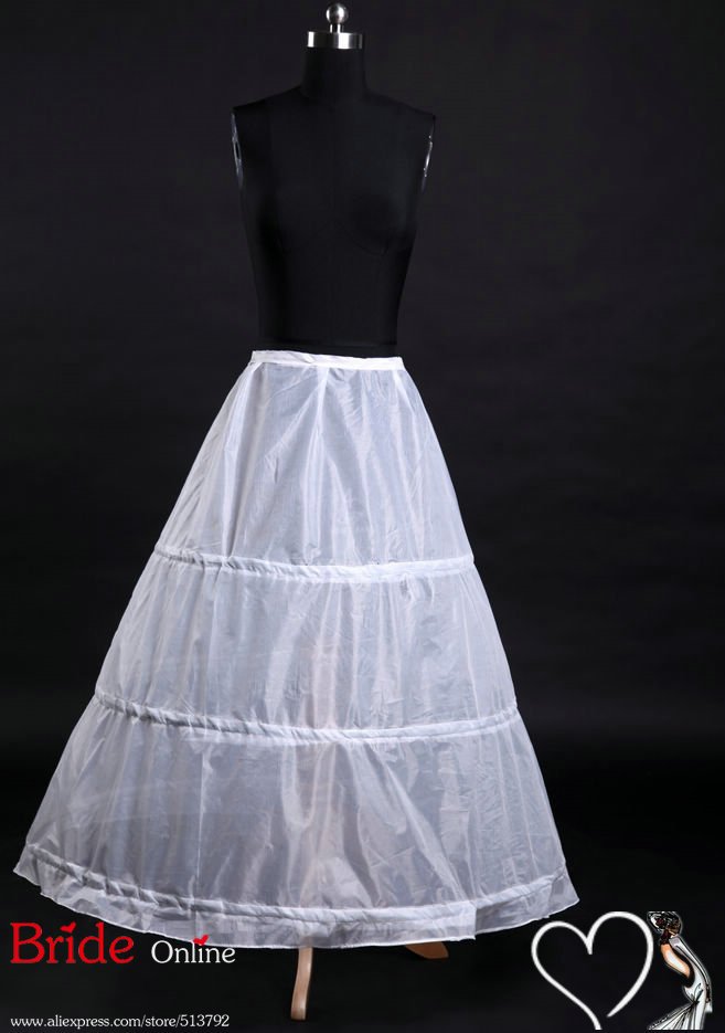 Hot Selling White Nylon A-Line Full Gown 3 Hoop Floor-length Slip Style/ Wedding Petticoat