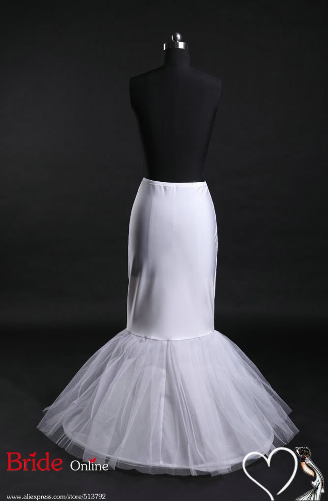Hot Selling White Nylon Mermaid and Trumpet Gown 1 Hoop 1 Tier Floor-length Slip Style/ Wedding Petticoat