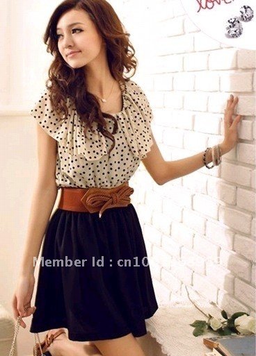 HOT SELLING WOMAN CHIFFON DRESS+WOMEN SHORT SKIRT WITH WAIST BELT+ONE PIECE DRESS+FREE SHIPPING(1PC) DJ2028