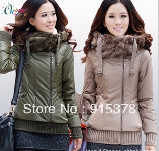 HOT SELLING WOMEN DOWN JACKET HOODIES SHORT TRENCH COAT+WOMEN WINTER COTTON-PADDED COAT WITH FUR COLLAR+FREE SHIPPING(1PC)