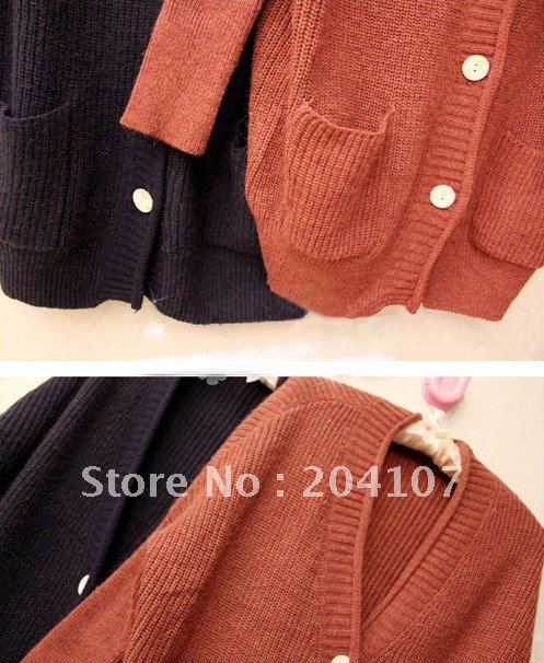 hot selling women's fashion loose sweaters v-neck casual cardigan batwing coat single-breasted outwear free shipping.