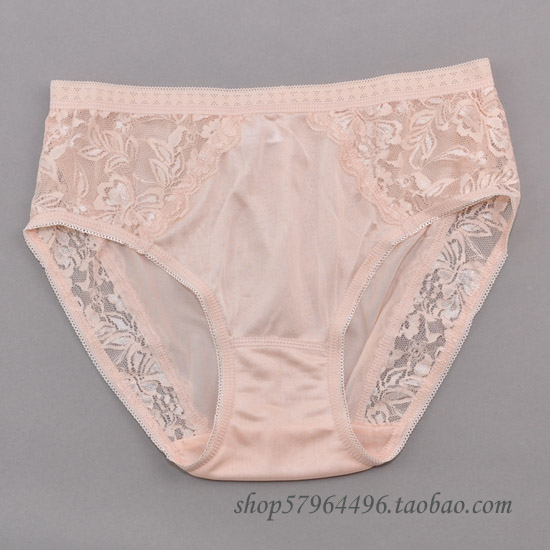 Hot-selling women's silk panties mulberry silk lace decoration sexy silk knitted mid waist briefs