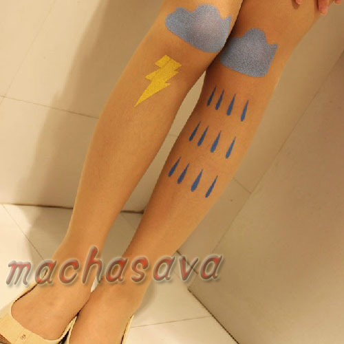 Hot Sexy Fashion Rain Transparent Tattoo Tights Leggings Pantyhose Stockings