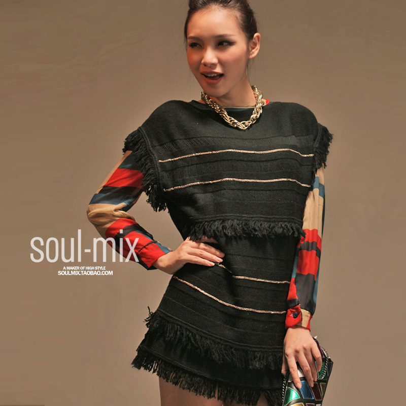 hot Soulmix winter o-neck sweater basic shirt knitted women's medium-long sweater 22k260 new