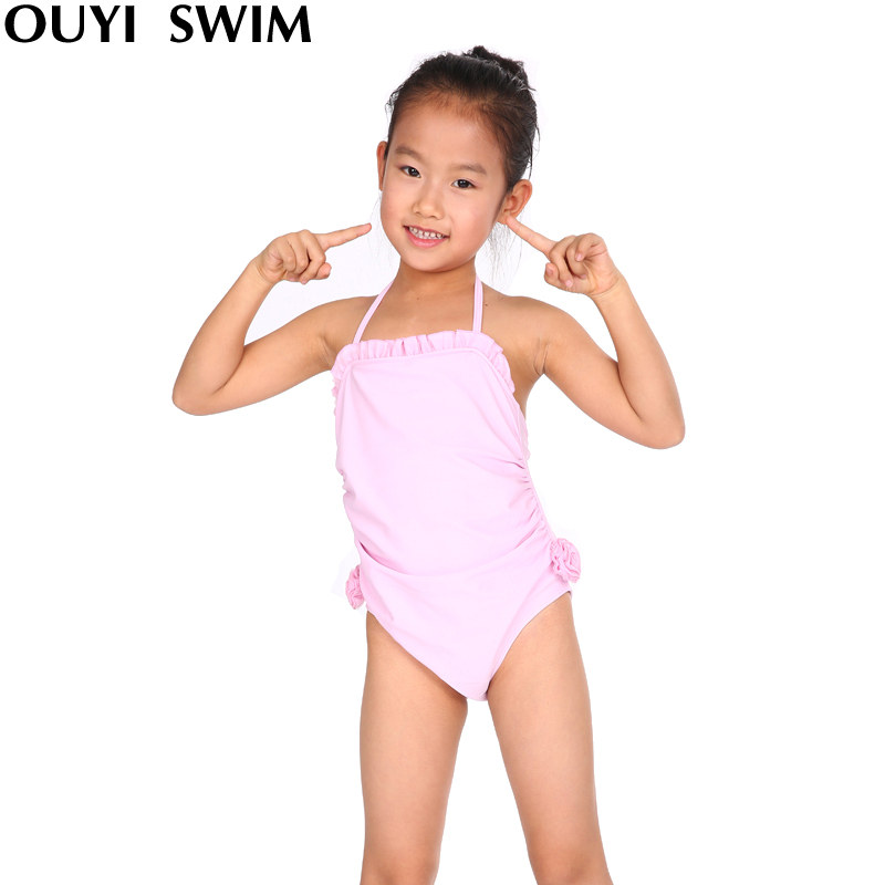 Hot spring boy child swimwear girl baby one piece swimsuit halter-neck multicolor