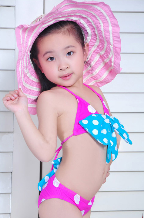 Hot springs bikini dots girl swimwear bikini female child swimwear