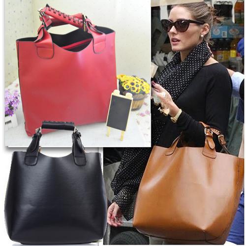 Hot Western Womens OL Casual PU Leather Tube Tote Shoulder Bag Handbag 3 Colors A1711