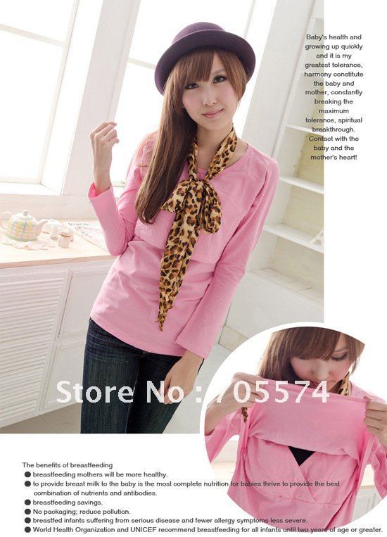 Hot wholesale Free shipping long sleeve soft and comfortable Nursing wear nursing T-Shirts nursing top
