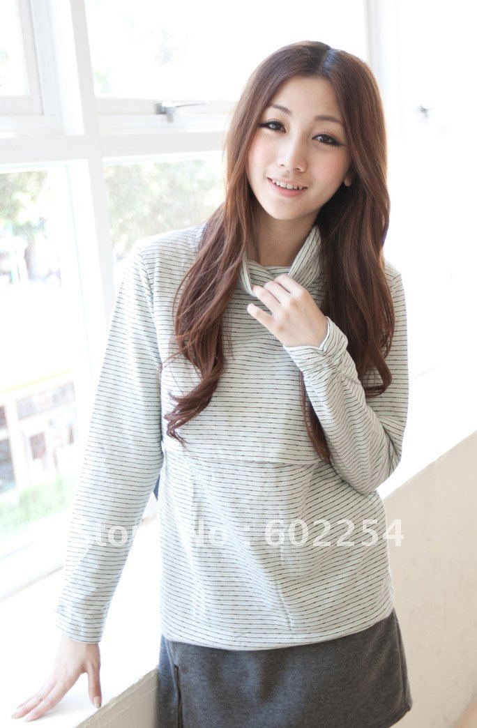 Hot wholesale Free shipping thermal long sleeve comfortable breast-feeding tops maternity shirts maternity clothes