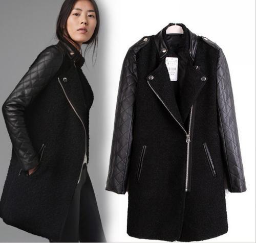 Hot ! winter women 's woolen cloth coat warm Skin sleeve splice circle high fur collar coat h246