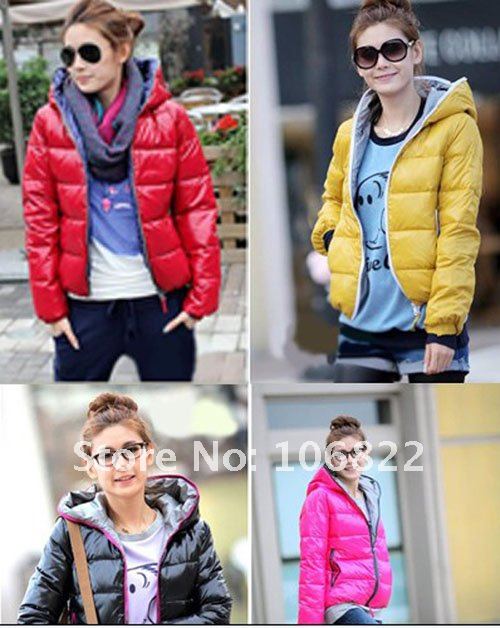 HOT Women's Winter Warm Hoodie Zip Up Down Jacket Coat Outwear 4 Colors Free Shipping wholesale