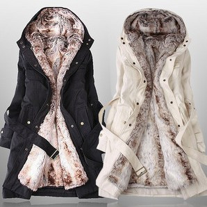 HOT Women Winter Coat with Faux Fur Ling 2 in1 Hood Fur Parka Overcoat Long AK170