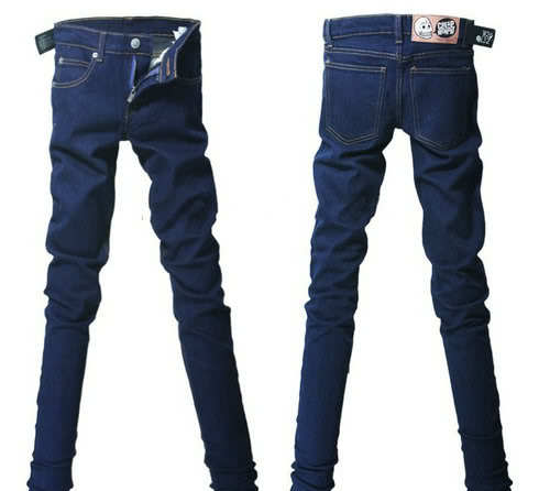 Hot Womens Casual Dark Blue Skull Buttons Jeans Pants Trousers 105