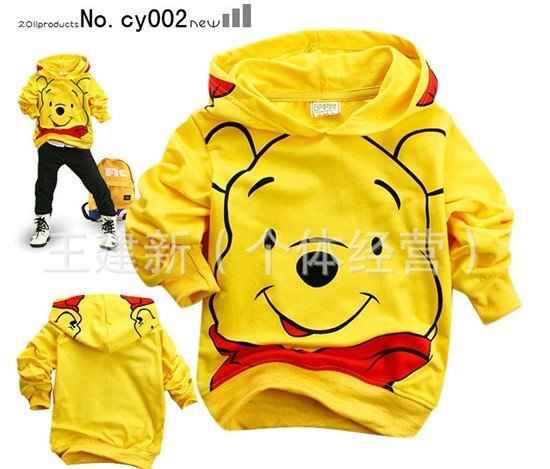 Hot Yellow cartoon  long sleeve hoodie  Free shipping 6 pcs/ lot