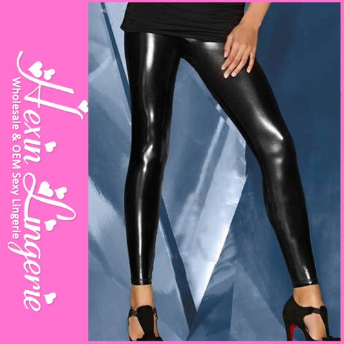 Hotsale 2012 New-Arrival Wholesale Cheap Price Shipping Free Black LooK Wet Leather Leggings LB13137 Free Size