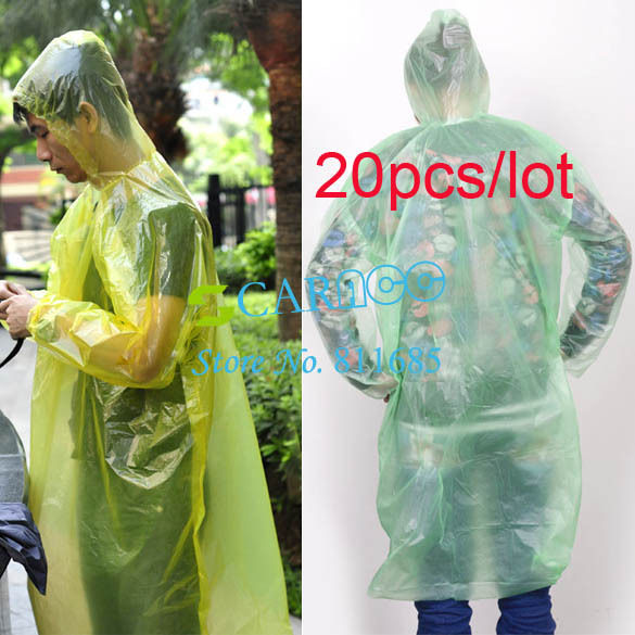 HOTSALE!20set/lot Disposable rain coat Emergency Hood Poncho Raincoat Freeshipping 6648