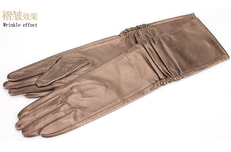 HOTSALE! 50cm long real leather golden gloves  free shipping mittens from factory