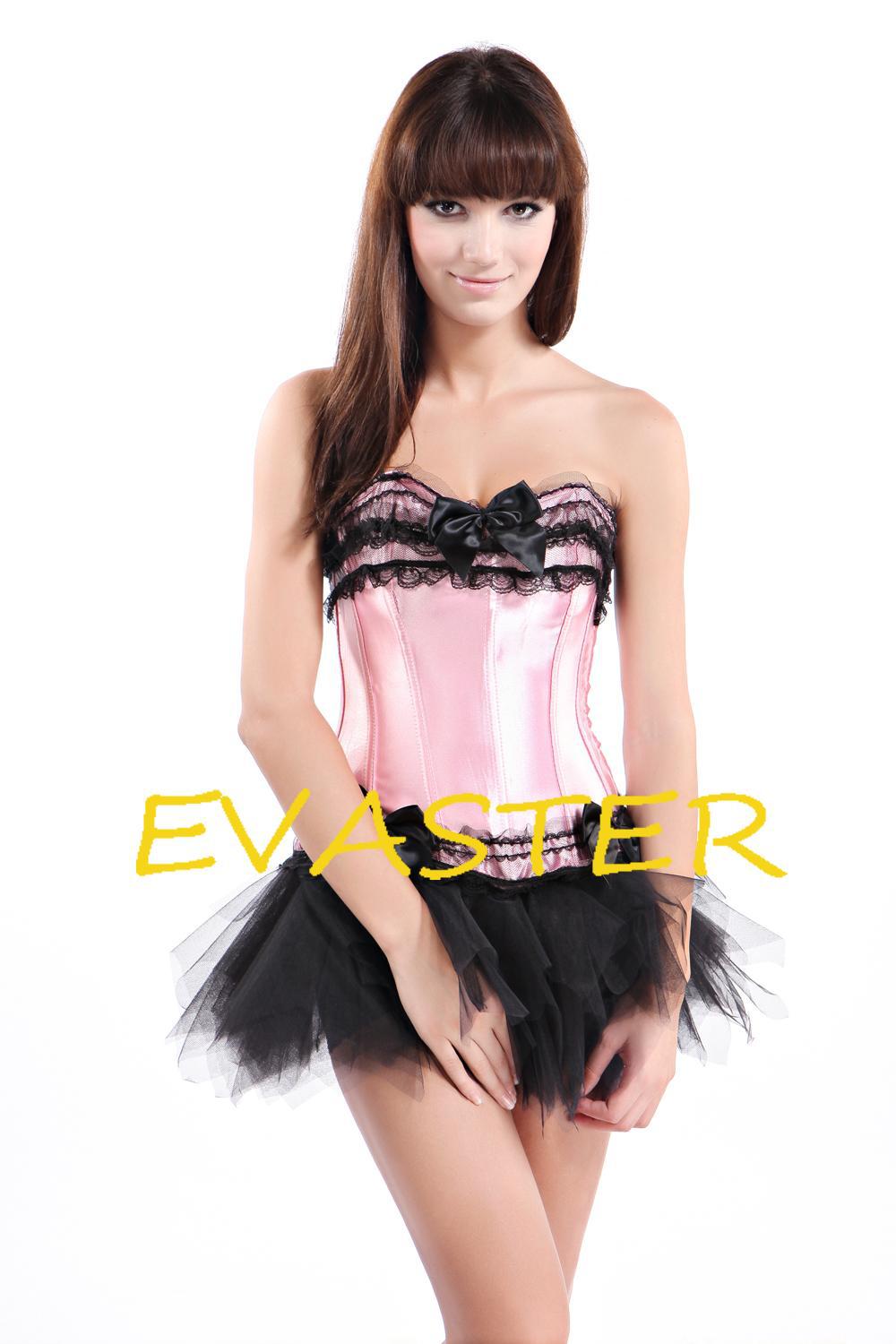 hotsale deluxe cute fashionable sexy woman pink & black corset dress