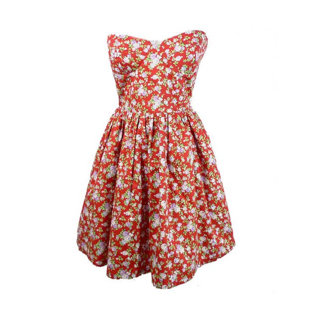 hottest little halter dress, small flowers skirt.Floral dress