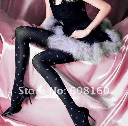hotting gilding bowknot pantynoses slim fit black sexy panty-hose charming stockings render sox 2012 new style