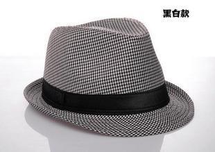 Houndstooth fedoras fashion jazz hat casual cap female male