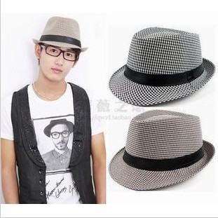 Houndstooth fedoras male fashion jazz hat fashion cap beach cap hanryu hat
