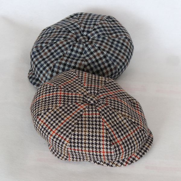 Houndstooth woolen worsted octagonal cap painter cap newsboy cap summer male women's thin fashion hat