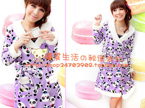 Household high quality polar fleece fabric lounge robe sleepwear bathrobes