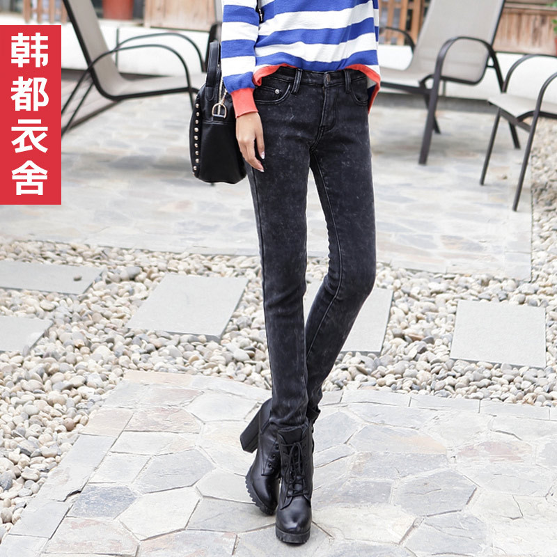 HSTYLE 2012 female plus velvet slim pencil jeans gl0181 free shipping