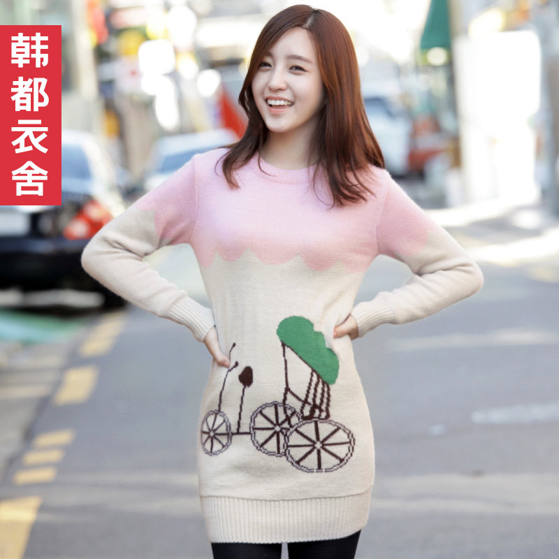 HSTYLE 2012 women's cartoon o-neck pullover sweater jq1037 free shipping