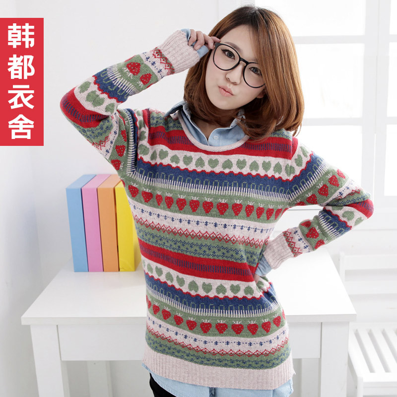 HSTYLE 2012 women's o-neck long-sleeve medium-long loose sweater jy1037 free shipping