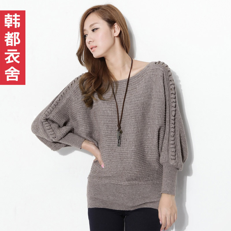 HSTYLE 2012 women's solid color batwing sleeve long-sleeve sweater dm2193 free shipping