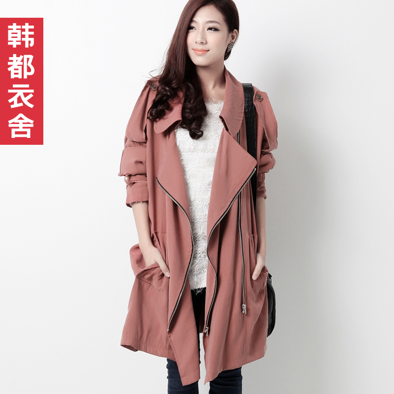 HSTYLE 2012 women's solid color plus size long design women's trench gd1277