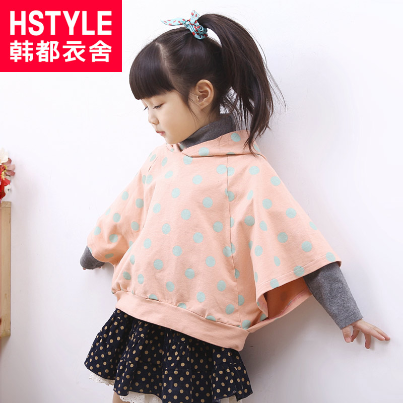 HSTYLE 2013 spring girls clothing with a hood dot pullover sweatshirt zi2027 0115