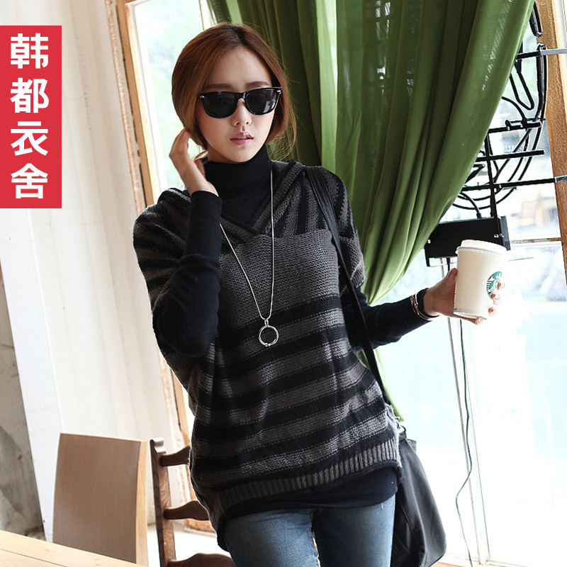 HSTYLE 2013 spring new arrival women's hooded medium-long sleeveless loose sweater