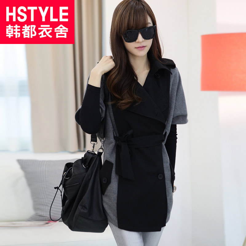 HSTYLE 2013 spring patchwork double breasted trench short-sleeve ng2134 0105