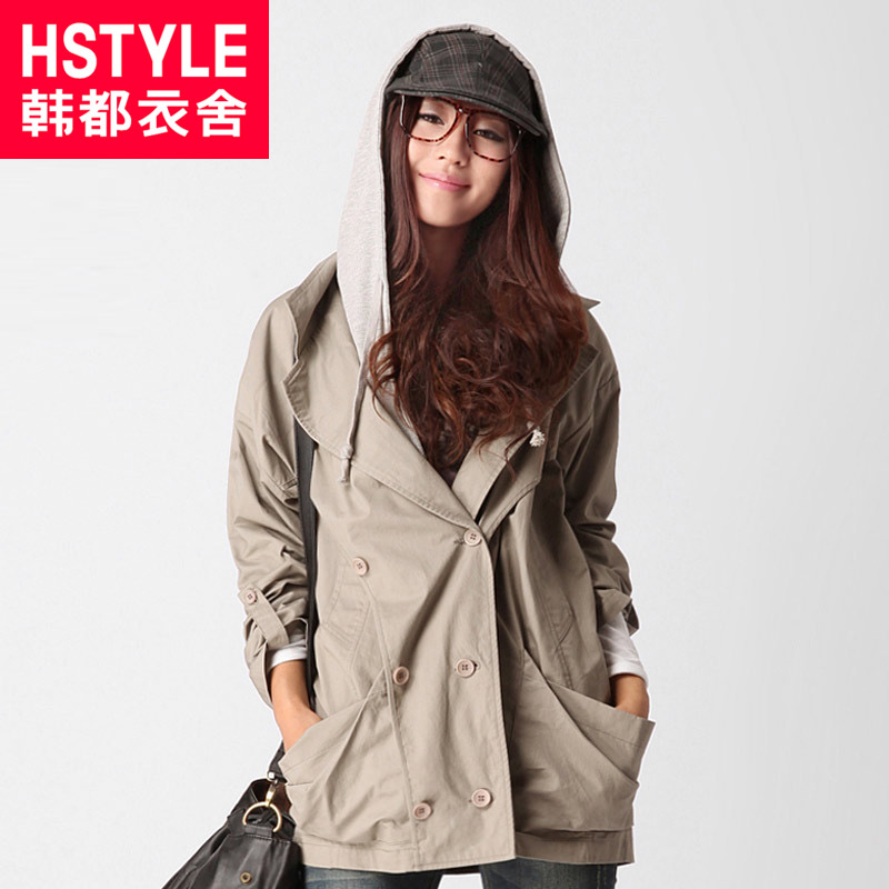 HSTYLE 2013 spring women's medium-long double breasted trench hh1121