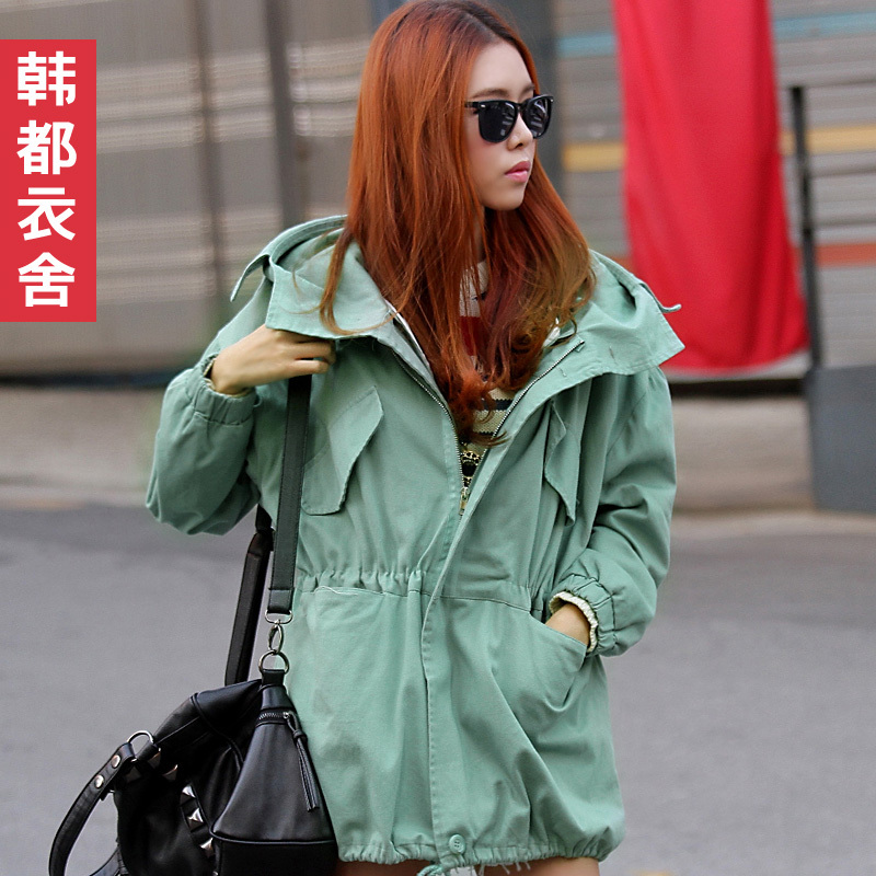 HSTYLE 2013 spring women's solid color medium-long women's trench gd2065
