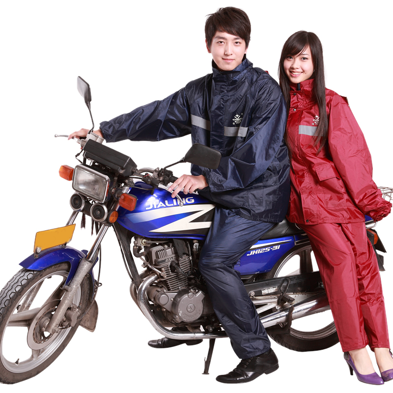 Huahai double layer motorcycle electric bicycle fashion split ride Burberry rain pants set thickening