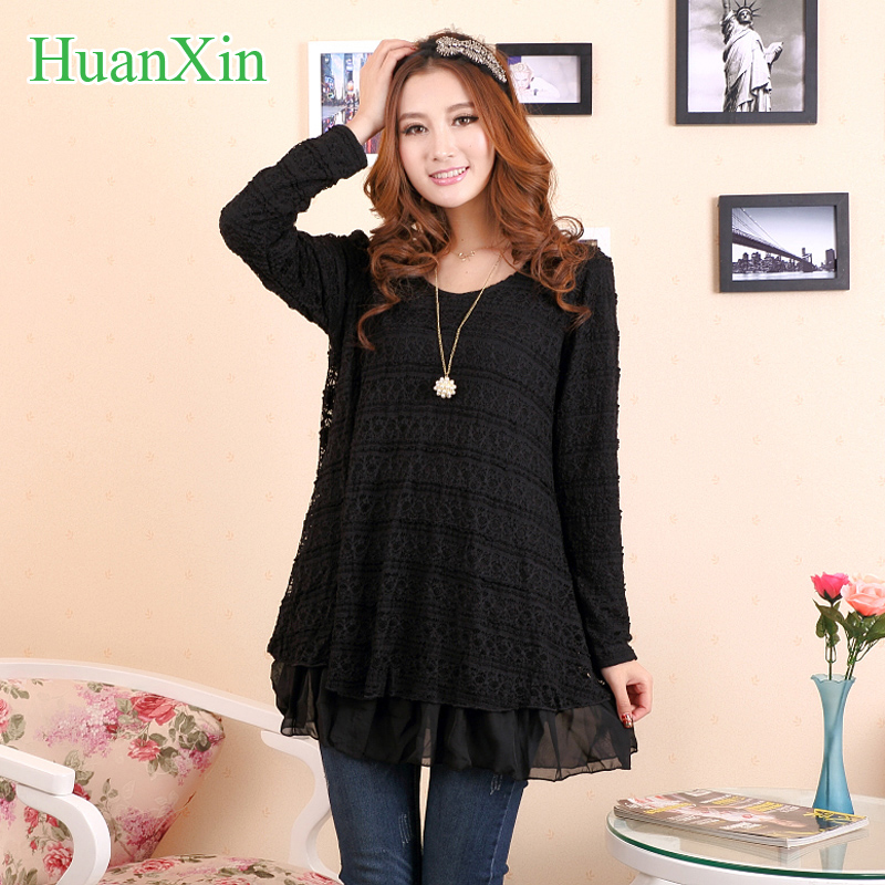 Huanxin 2013 maternity clothing sexy lace maternity top long-sleeve spring maternity