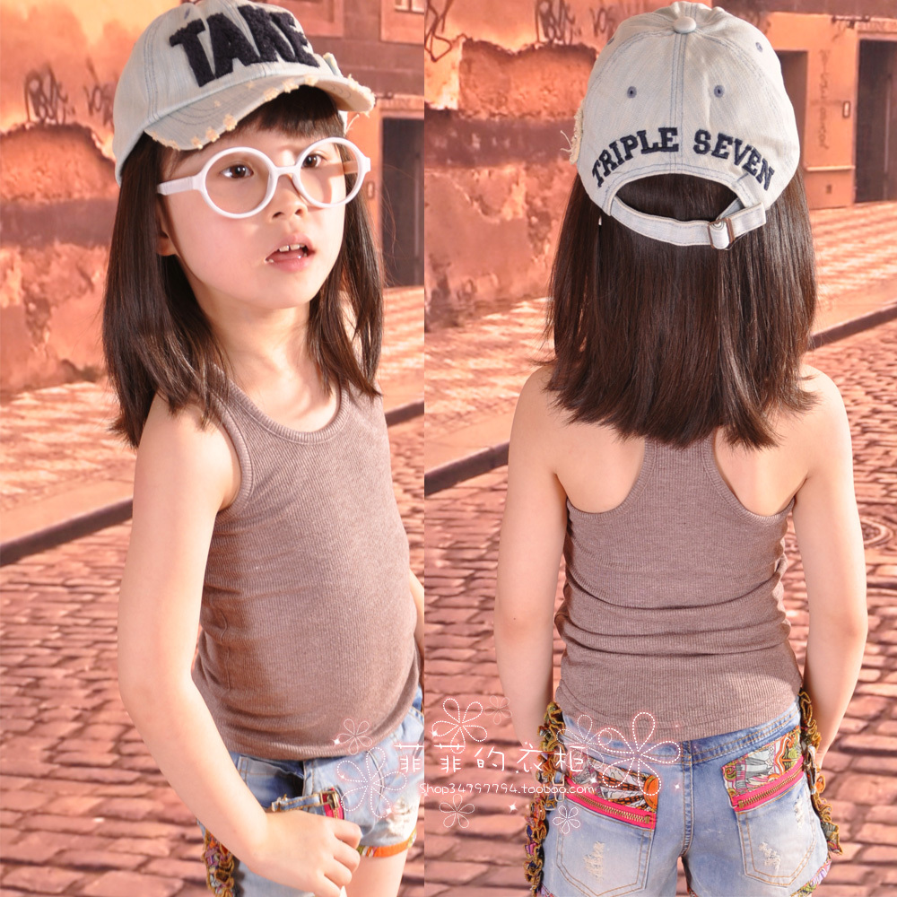 Hypocritically wardrobe 2012 girls clothing unisex paragraph rib knitting small tank t-shirt 90 - 140