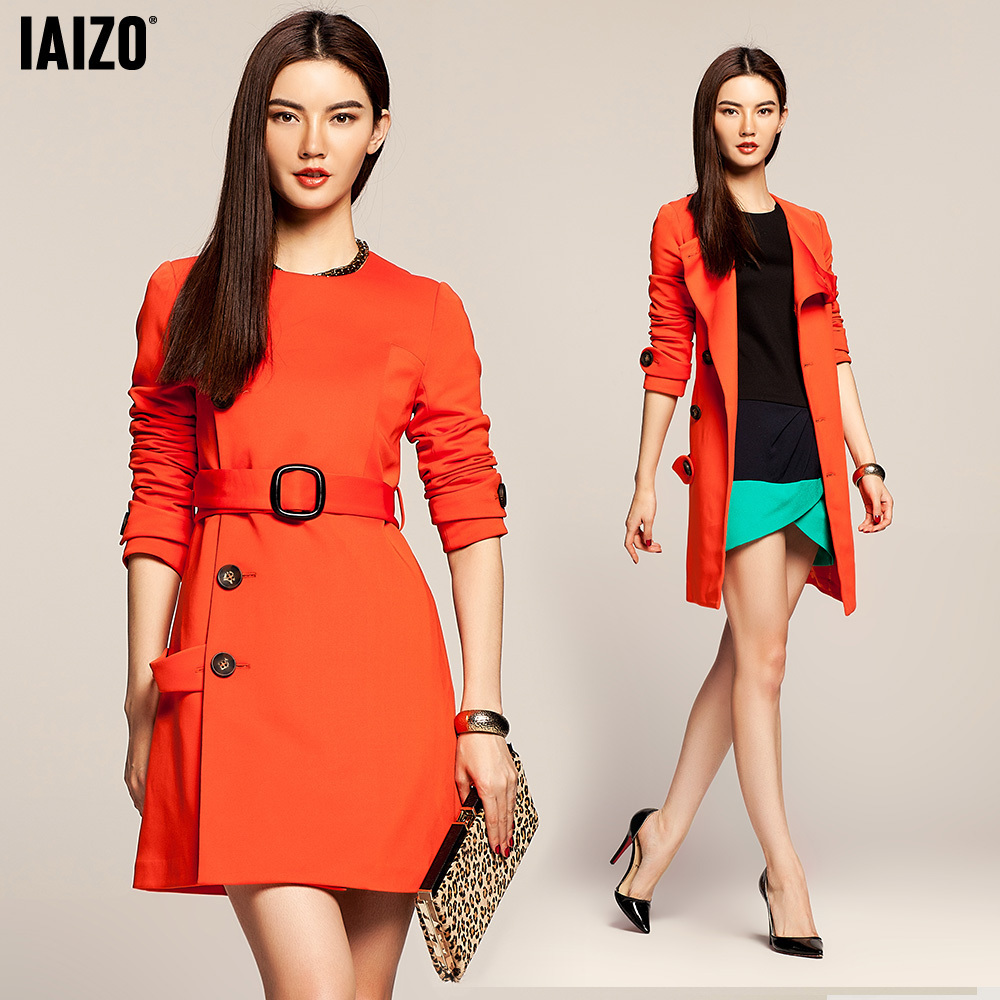 Iaizo autumn 2012 women's fashion slim fashion lacing trench outerwear