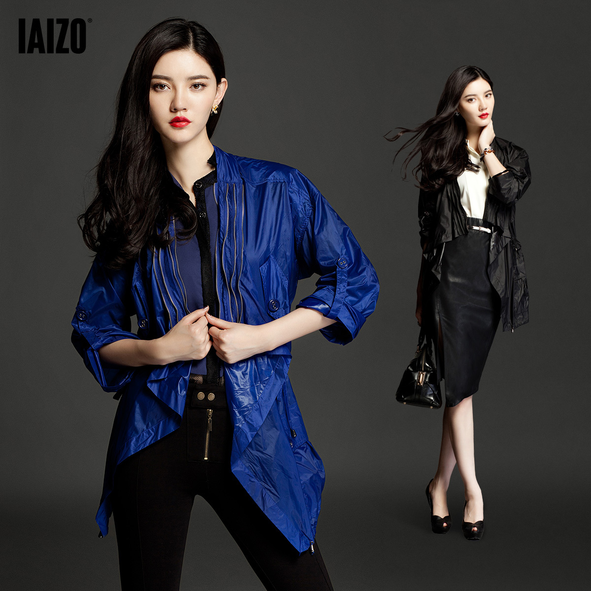 Iaizo women's slim lacing long design casual clothes female outerwear