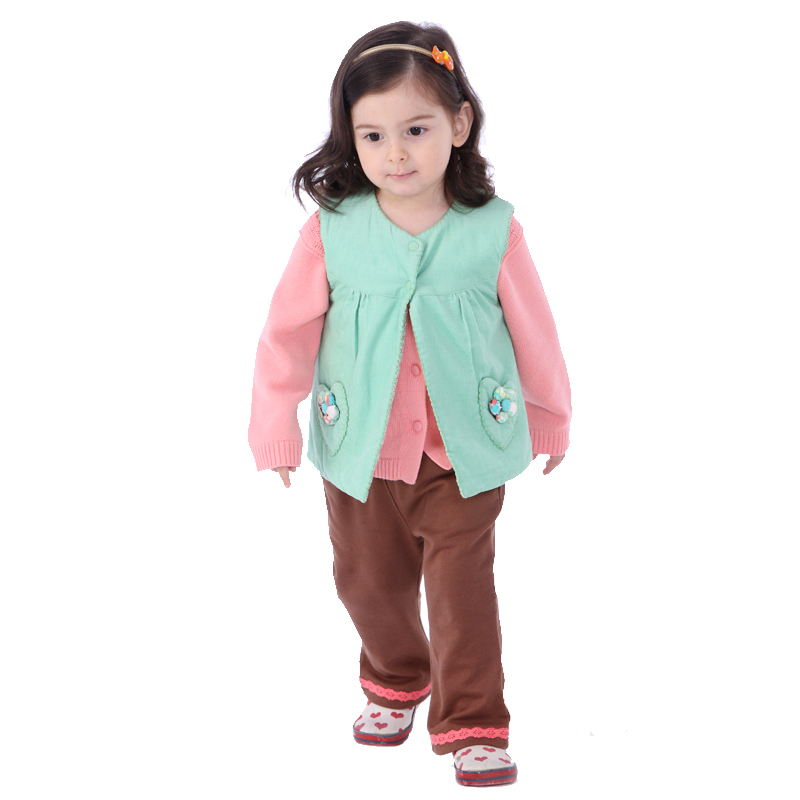 Ibaby 2013 autumn and winter sweet hours reversible cotton vest girls clothing
