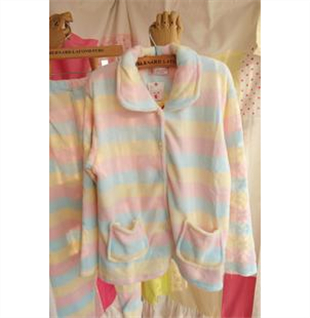 Ice cream super soft fabric lilac stripe coral fleece lounge sleep set