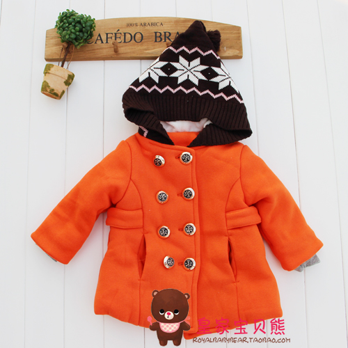 Idea 2012 outerwear 100% cotton thickening plus velvet hooded double breasted trench wool coat