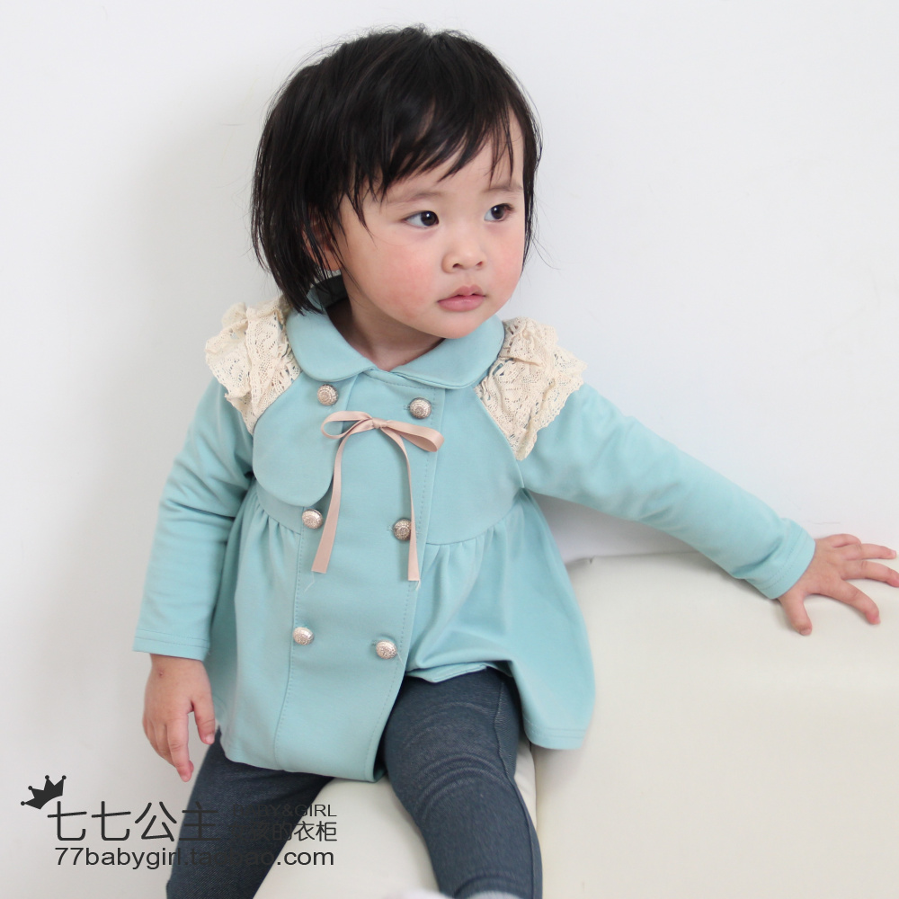 Idea spring children's clothing baby double breasted trench female child baby outerwear cardigan