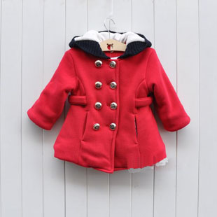 Idea winter child girls clothing thickening plus velvet fashion red cotton-padded jacket overcoat