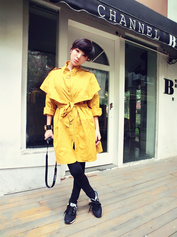 Ifs spring and autumn cool cloak trench yellow ginger